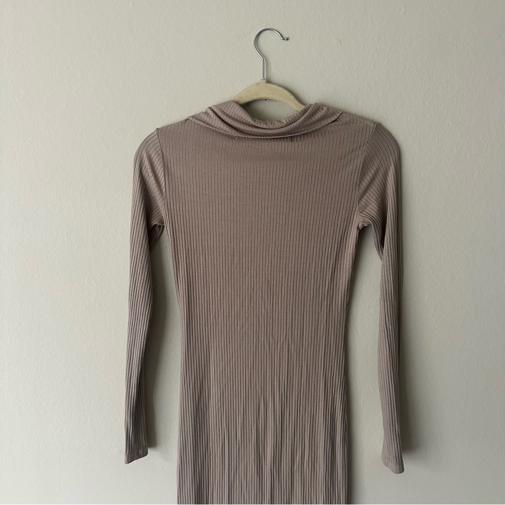 Enza Costa Rib Knee-Length Polo Dress in Oatmeal - Picture 6 of 8